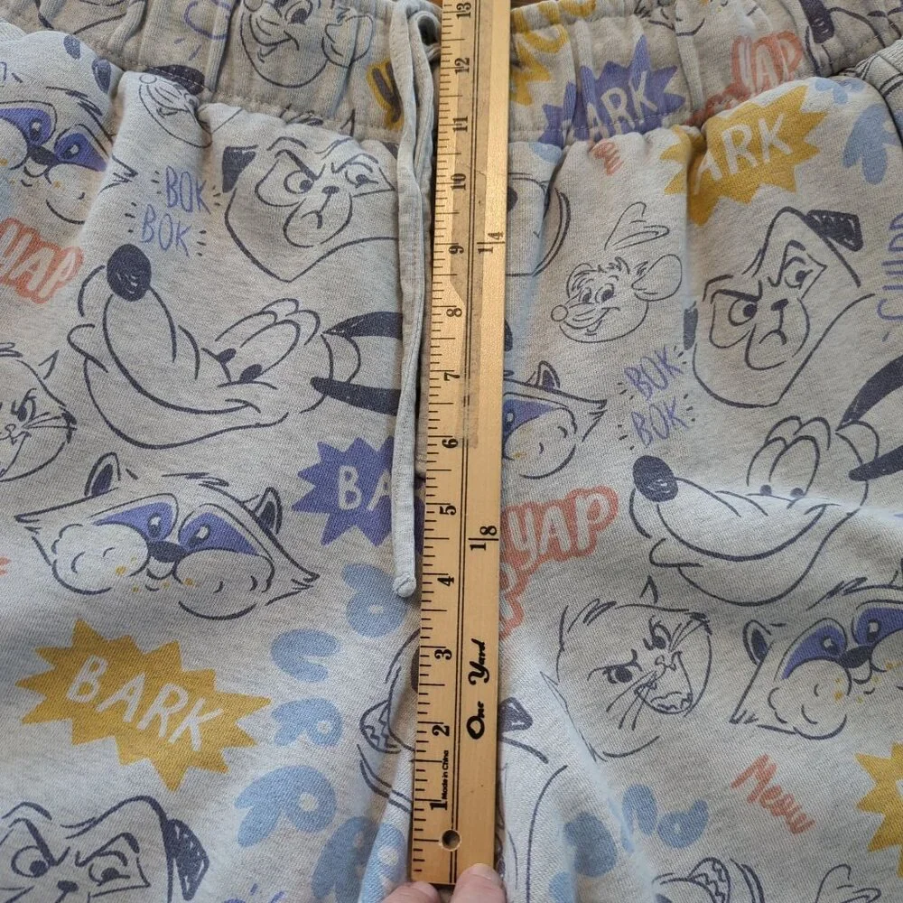 Disney Critter Lounge elastic waist sweat pants wide leg Grey Multi-Color Size L